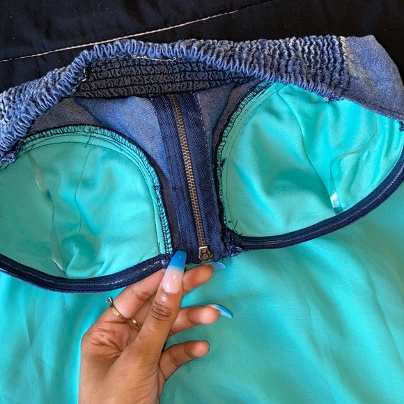 High low blue denim top dress - Picture 4 of 5